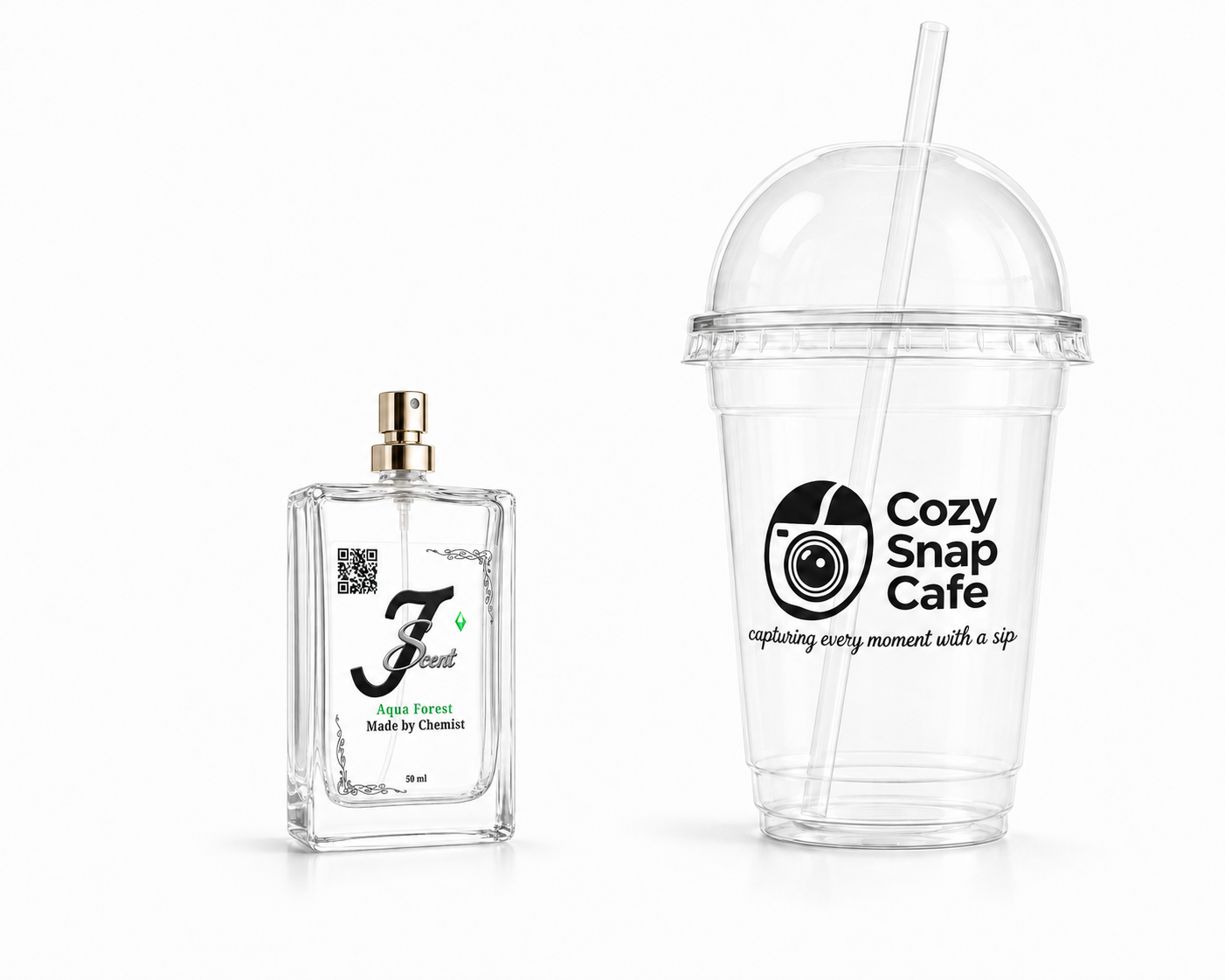 Custom transparent stickers displayed on a clear surface